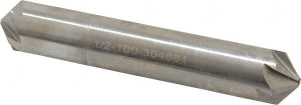 Hertel - 1/2" Head Diam, 1/2" Shank Diam, 6 Flute 100° High Speed Steel Countersink - 3" OAL, Straight Shank - Exact Tool & Supply
