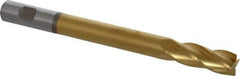Hertel - 3/4", 2" LOC, 3/4" Shank Diam, 8-1/4" OAL, 4 Flute, High Speed Steel Square End Mill - Single End, TiN Finish, Centercutting, Right Hand Cut - Exact Tool & Supply