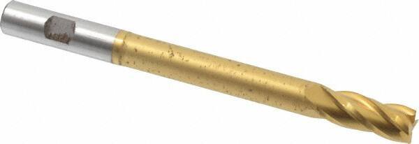 Hertel - 1/2", 1-1/4" LOC, 1/2" Shank Diam, 6" OAL, 4 Flute, High Speed Steel Square End Mill - Single End, TiN Finish, Centercutting, Right Hand Cut - Exact Tool & Supply