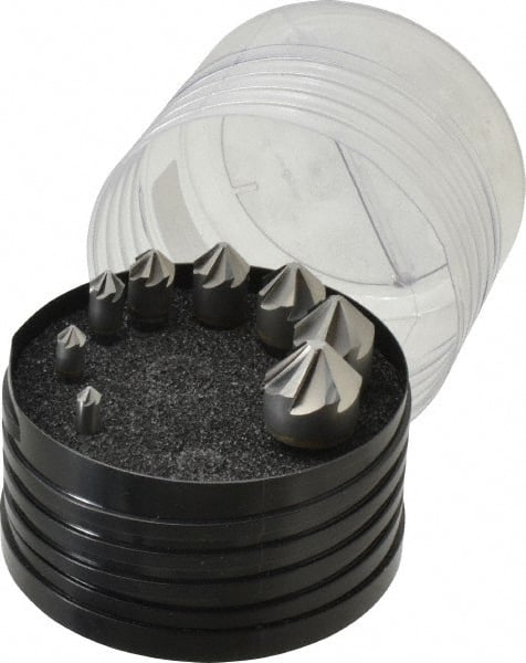 Hertel - 8 Piece, 1/4 to 1" Head Diam, 90° Included Angle, Countersink Set - Exact Tool & Supply