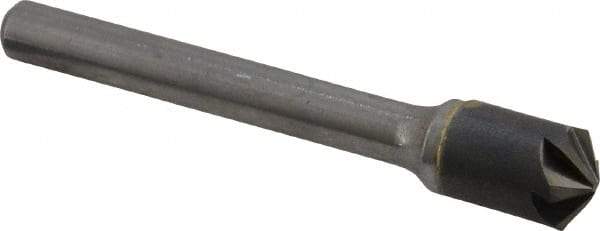 Hertel - 3/8" Head Diam, 1/4" Shank Diam, 6 Flute 120° Solid Carbide Countersink - 2-1/4" OAL, Straight Shank - Exact Tool & Supply