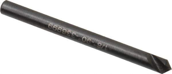 Hertel - 1/8" Head Diam, 1/8" Shank Diam, 1 Flute 90° High Speed Steel Countersink - 1-1/2" OAL, Straight Shank - Exact Tool & Supply