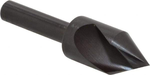 Hertel - 1/2" Head Diam, 1/4" Shank Diam, 1 Flute 60° High Speed Steel Countersink - 2" OAL, Straight Shank - Exact Tool & Supply