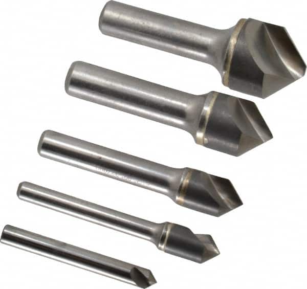 Hertel - 5 Piece, 1/4 to 1" Head Diam, 90° Included Angle, Countersink Set - Exact Tool & Supply