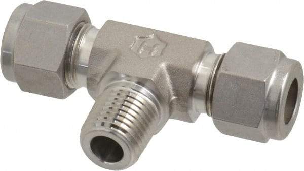 Ham-Let - 3/8" OD, Grade 316Stainless Steel Male Branch Tee - Comp x Comp x MNPT Ends - Exact Tool & Supply