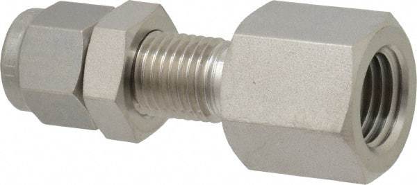 Ham-Let - 1/4" OD, Grade 316Stainless Steel Bulkhead Female Connector - Comp x FNPT Ends - Exact Tool & Supply