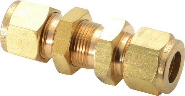 Ham-Let - 1/2" OD, Brass Bulkhead Union - Comp x Comp Ends - Exact Tool & Supply
