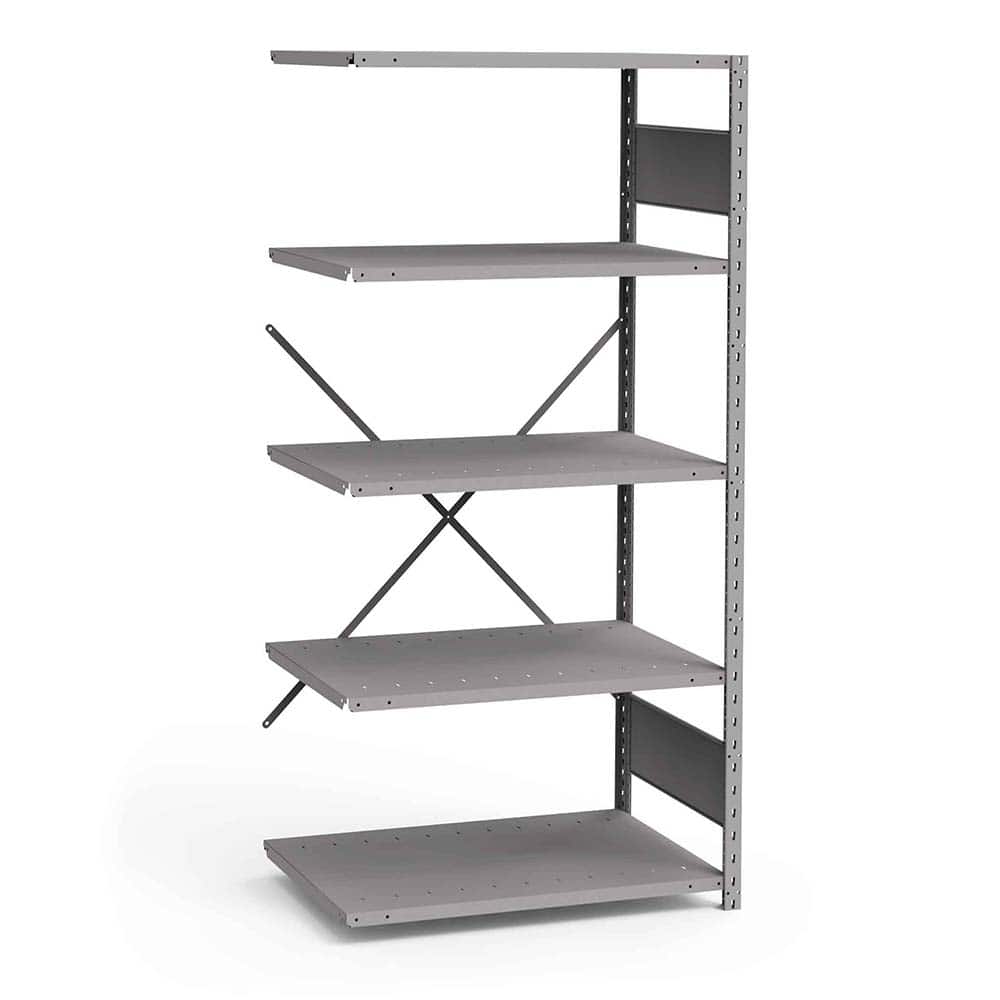 Rousseau Metal - Steel Shelving; Type: Add-On Unit ; Starter or Add-On: Add-On ; Load Capacity (Lb.): 3500.000 ; Number of Shelves: 5 ; Width (Inch): 36 ; Height (Inch): 75 - Exact Tool & Supply