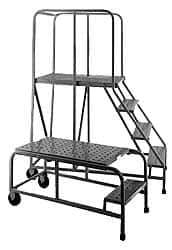 PW Platforms - 2 Step Platform - Rolling Work Platform, 500 Lb Capacity, 20" Platform Height, 32" Base Width x 41" Base Depth, Perforated Tread - Exact Tool & Supply