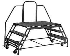 PW Platforms - 4 Step Platform - Double Access Rolling Work Platform, 500 Lb Capacity, 40" Platform Height, 38" Base Width x 89" Base Depth - Exact Tool & Supply