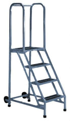 PW Platforms - 5 Step Ladder - Rolling Safety Ladder, 300 Lb Capacity, 50" Platform Height, 30" Base Width x 39" Base Depth - Exact Tool & Supply