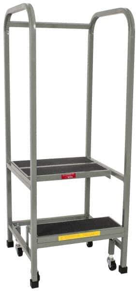 PW Platforms - 2 Step Stand - Office Mobile Stand, 300 Lb Capacity, 20" Platform Height, 20" Base Width x 22" Base Depth - Exact Tool & Supply