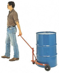 Made in USA - 1,200 Lb Load Capacity, 55 Gal Drum Dolly - 33" Wide x 38-1/2" High, 3 Wheels - Exact Tool & Supply