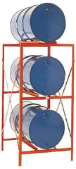 Made in USA - 2,400 Lb Load Capacity, 30 & 55 Gal Drum Storage Rack - 33" Wide x 70" High - Exact Tool & Supply