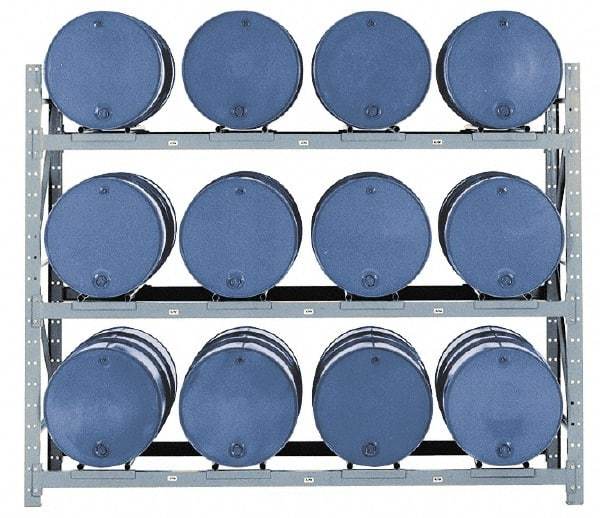 Made in USA - 19,300 Lb Load Capacity, 30 & 55 Gal Drum Pallet Rack - 105" Wide x 120" High - Exact Tool & Supply