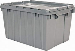Akro-Mils - 1.62 Cu Ft, 65 Lb Load Capacity Gray Polyethylene Attached-Lid Container - Stacking, Nesting, 21-1/2" Long x 15" Wide x 12-1/2" High, Lid Included - Exact Tool & Supply