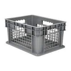 Akro-Mils - 0.89 Cu Ft, 30 Lb Load Capacity Gray Polyethylene Tote Container - Stacking, 15.8" Long x 11.8" Wide x 8.3" High - Exact Tool & Supply
