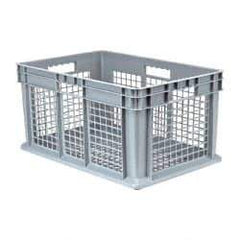 Akro-Mils - 2.67 Cu Ft, 45 Lb Load Capacity Gray Polyethylene Tote Container - Stacking, 23.3" Long x 15.8" Wide x 12.3" High - Exact Tool & Supply
