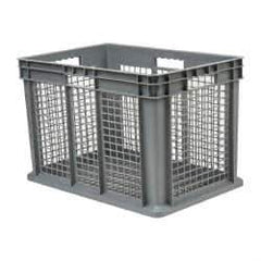 Akro-Mils - 3.55 Cu Ft, 45 Lb Load Capacity Gray Polyethylene Tote Container - Stacking, 23.3" Long x 15.8" Wide x 16.1" High - Exact Tool & Supply