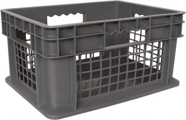 Akro-Mils - 0.89 Cu Ft, 83 Lb Load Capacity Gray Polyethylene Tote Container - Stacking, 15.8" Long x 11.8" Wide x 8.3" High - Exact Tool & Supply