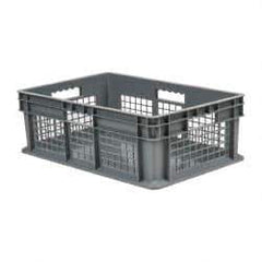 Akro-Mils - 1.78 Cu Ft, 83 Lb Load Capacity Gray Polyethylene Tote Container - Stacking, 23.3" Long x 15.8" Wide x 8.3" High - Exact Tool & Supply