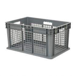 Akro-Mils - 2.67 Cu Ft, 125 Lb Load Capacity Gray Polyethylene Tote Container - Stacking, 23.3" Long x 15.8" Wide x 12.3" High - Exact Tool & Supply