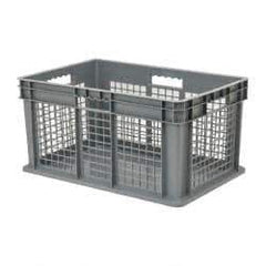 Akro-Mils - 2.67 Cu Ft, 125 Lb Load Capacity Gray Polyethylene Tote Container - Stacking, 23.3" Long x 15.8" Wide x 12.3" High - Exact Tool & Supply