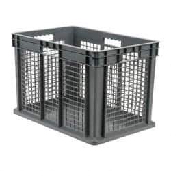 Akro-Mils - 3.55 Cu Ft, 150 Lb Load Capacity Gray Polyethylene Tote Container - Stacking, 23.3" Long x 15.8" Wide x 16.1" High - Exact Tool & Supply