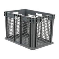 Akro-Mils - 3.55 Cu Ft, 150 Lb Load Capacity Gray Polyethylene Tote Container - Stacking, 23.3" Long x 15.8" Wide x 16.1" High - Exact Tool & Supply