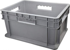 Akro-Mils - 0.89 Cu Ft, 83 Lb Load Capacity Gray Polyethylene Tote Container - Stacking, 15.8" Long x 11.8" Wide x 8.3" High - Exact Tool & Supply