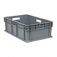 Akro-Mils - 1.78 Cu Ft, 83 Lb Load Capacity Gray Polyethylene Tote Container - Stacking, 23.3" Long x 15.8" Wide x 8.3" High - Exact Tool & Supply