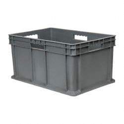 Akro-Mils - 2.67 Cu Ft, 125 Lb Load Capacity Gray Polyethylene Tote Container - Stacking, 23.3" Long x 15.8" Wide x 12.3" High - Exact Tool & Supply