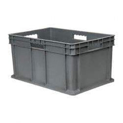 Akro-Mils - 2.67 Cu Ft, 125 Lb Load Capacity Gray Polyethylene Tote Container - Stacking, 23.3" Long x 15.8" Wide x 12.3" High - Exact Tool & Supply