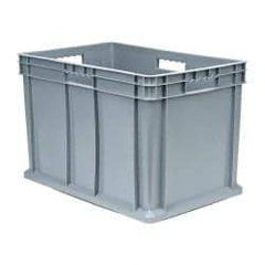 Akro-Mils - 3.55 Cu Ft, 150 Lb Load Capacity Gray Polyethylene Tote Container - Stacking, 23.3" Long x 15.8" Wide x 16.1" High - Exact Tool & Supply