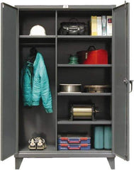 Strong Hold - 5 Shelf Combination Storage Cabinet - Steel, 60" Wide x 24" Deep x 72" High, Dark Gray - Exact Tool & Supply