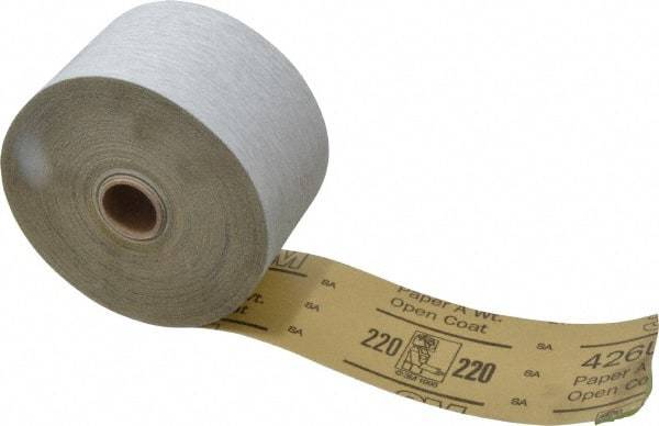3M - 220 Grit, Silicon Carbide Adhesive Backed Sanding Sheets - Sheet Roll, 2-3/4" x 50 Yds., Very Fine Grade, A Weighted Backing - Exact Tool & Supply