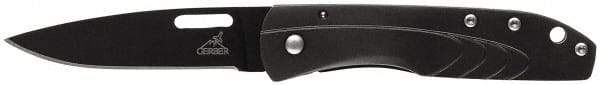 Gerber - 2-19/32" Blade, 6" OAL, Straight Fine Edge Folding Knife - 3-13/32" Closed Length, Stainless Steel, 1 Blade, 1 Edge - Exact Tool & Supply