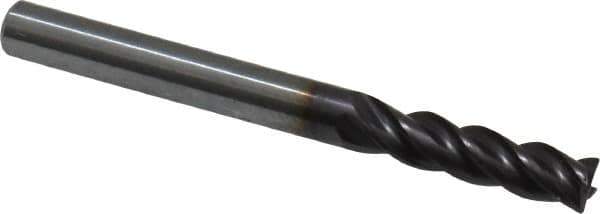 Guhring - 3/16", 5/8" LOC, 3/16" Shank Diam, 2" OAL, 4 Flute, Solid Carbide Square End Mill - Single End, Nano-A Finish, Spiral Flute, 36/38° Helix, Centercutting, Right Hand Cut, Right Hand Flute, Series 3080 - Exact Tool & Supply