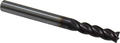 Guhring - 3/16", 5/8" LOC, 3/16" Shank Diam, 2" OAL, 4 Flute, Solid Carbide Square End Mill - Single End, Nano-A Finish, Spiral Flute, 36/38° Helix, Centercutting, Right Hand Cut, Right Hand Flute, Series 3080 - Exact Tool & Supply