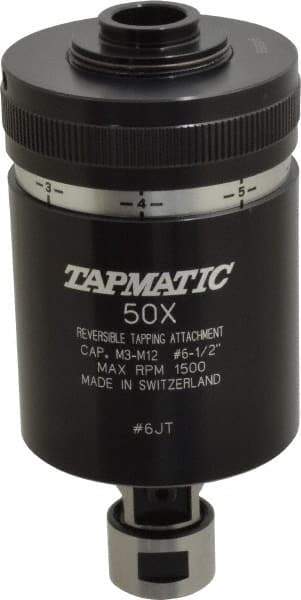 Tapmatic - Model 50X, No. 6 Min Tap Capacity, 1/2 Inch Max Mild Steel Tap Capacity, JT6 Mount Tapping Head - 22100 (J421), 22000 (J422) Compatible, Includes Tap Clamping Wrenches, for Manual Machines - Exact Tool & Supply