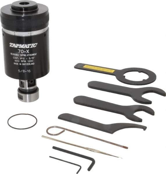 Tapmatic - Model 70X, No. 10 Min Tap Capacity, 1/2 Inch Max Mild Steel Tap Capacity, 5/8-16 Mount Tapping Head - 24100 (J441), 24500 (J445) Compatible, Includes Tap Clamping Wrenches, for Manual Machines - Exact Tool & Supply