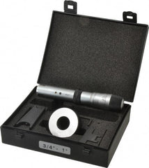 Starrett - 3/4 to 1", 2-5/8" Gage Depth, Mechanical Inside Hole Micrometer - 0.0003" Graduation, 0.00015" Accuracy, Ratchet Stop Thimble - Exact Tool & Supply