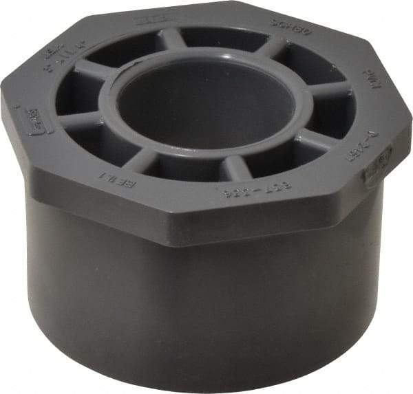 Value Collection - 3 x 1-1/4" PVC Plastic Pipe Reducer Bushing - Schedule 80, Spig x Soc End Connections - Exact Tool & Supply