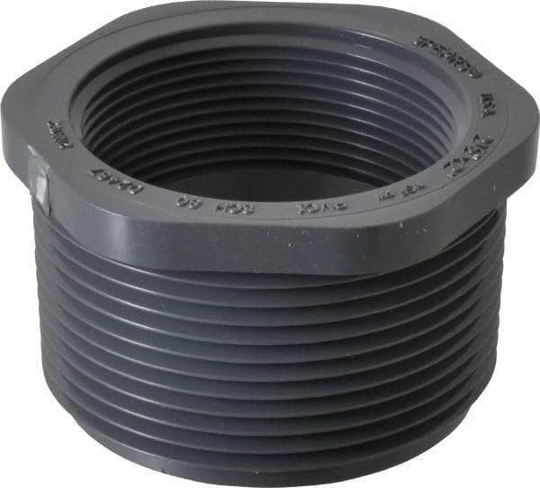 Value Collection - 2-1/2 x 2" PVC Plastic Pipe Reducer Bushing - Schedule 80, MIPT x FIPT End Connections - Exact Tool & Supply