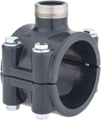 Value Collection - 2 x 1/2" PVC Plastic Pipe Clamp On Saddle with Viton O-Ring - Schedule 80, Pipe O.D. x SR Fipt End Connections - Exact Tool & Supply