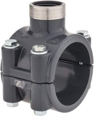 Value Collection - 2 x 3/4" PVC Plastic Pipe Clamp On Saddle with Viton O-Ring - Schedule 80, Pipe O.D. x SR Fipt End Connections - Exact Tool & Supply