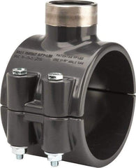 Value Collection - 3 x 1" PVC Plastic Pipe Clamp On Saddle with Viton O-Ring - Schedule 80, Pipe O.D. x SR Fipt End Connections - Exact Tool & Supply