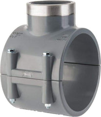 Value Collection - 6 x 4" PVC Plastic Pipe Clamp On Saddle with Viton O-Ring - Schedule 80, Pipe O.D. x SR Fipt End Connections - Exact Tool & Supply