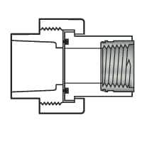 Value Collection - 2" PVC Plastic Pipe Union with EPDM O-Ring - Schedule 80, PVC Slip x Brass Fipt End Connections - Exact Tool & Supply
