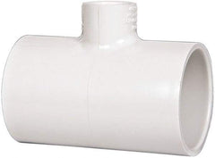 Value Collection - 1-1/2 x 1-1/2 x 1/2" PVC Plastic Pipe Reducing Tee - Schedule 40, All Slip End Connections - Exact Tool & Supply